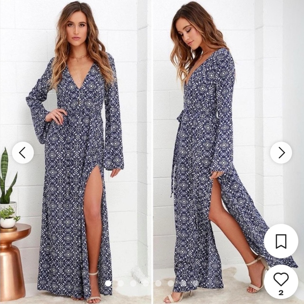 Lulu's Blue and White Bell Sleeve Dress